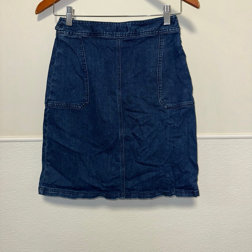 Women's A New Day Blue Denim Button Front A-Line Skirt Size 2 Button Down Belt - Picture 8 of 13